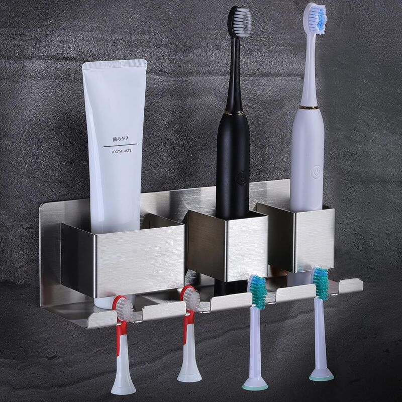 foto del prodotto portaspazzolino elettrico portaspazzolino a parete autoadesivo bagno senza perforazione, acciaio inossidabile sus 304