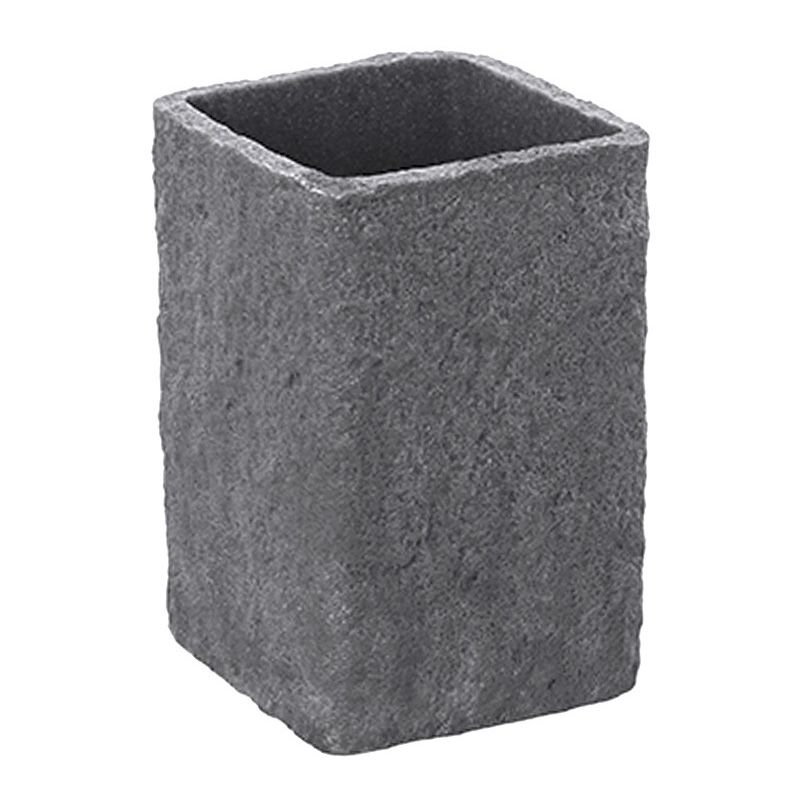 foto del prodotto portaspazzolino moderno in resina colore grigio effetto pietra da appoggio