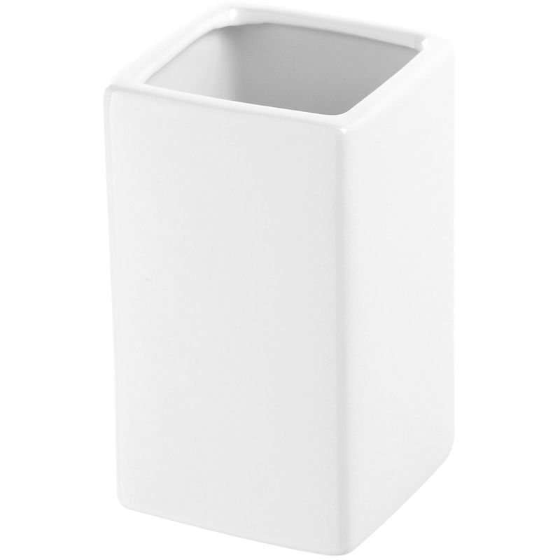 foto del prodotto portaspazzolino rettangolare in ceramica bianco da appoggio dublino