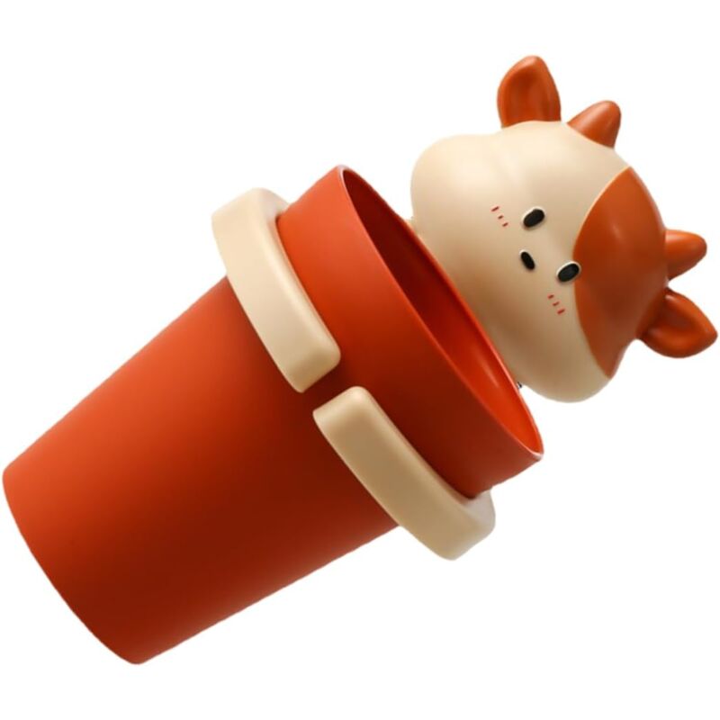 foto del prodotto portaspazzolino rosso per bambini con tazza senza foratura, tazza per collutorio con tazza gialla per animali dei cartoni animati