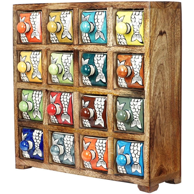 foto del prodotto portaspezie 16 cassetti scatole e portagioie marrone rettangolare 30x30x11cm signes grimalt
