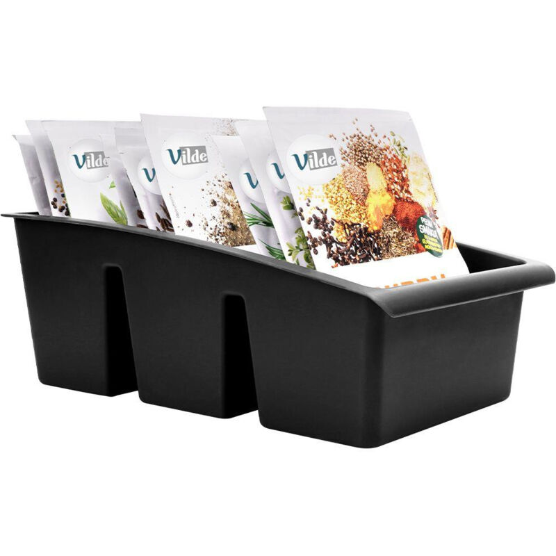 foto del prodotto portaspezie in plastica nera per ordine in armadi e cassetti