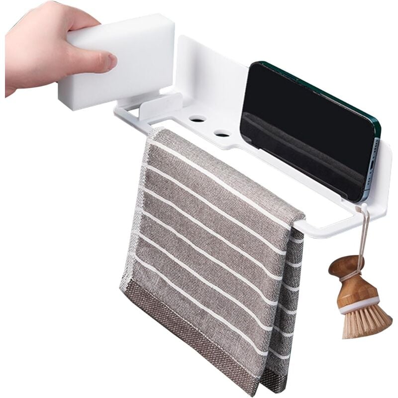 foto del prodotto portaspugna per organizer per lavello da cucina portasapone multifunzionale per bagno, spugne da cucina, spazzole, portasapone, organizer per