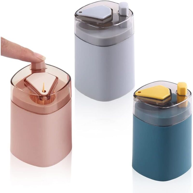 foto del prodotto portastuzzicadenti, dispenser automatico di stuzzicadenti da 3 pezzi, contenitore per stuzzicadenti, secchiello per stuzzicadenti a scomparsa