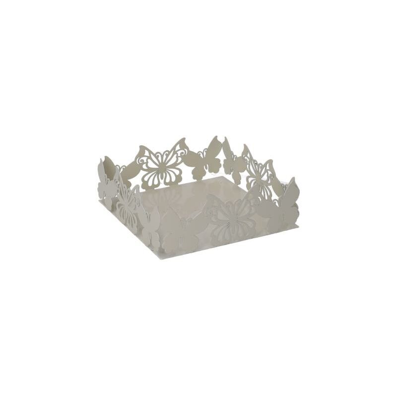 foto del prodotto portatovaglioli metallo farfalla crema quadrato cm16,5x16,5h6