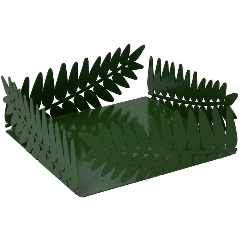foto del prodotto portatovaglioli metallo foglia alloro verde scuro rettangolare cm16,5x16,5h6,5
