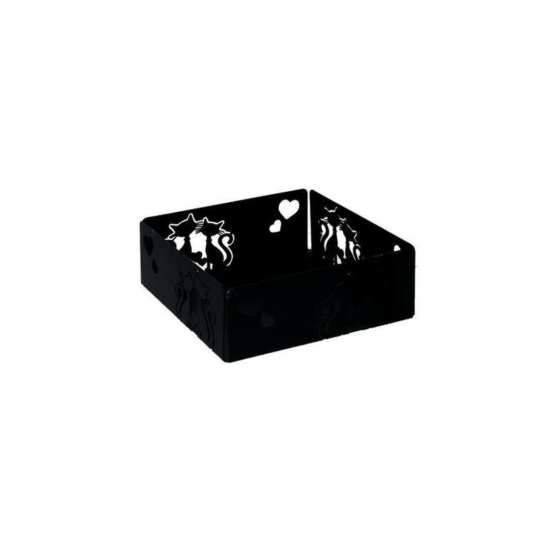 foto del prodotto portatovaglioli metallo gatti nero quadrato cm16,5x16,5h6