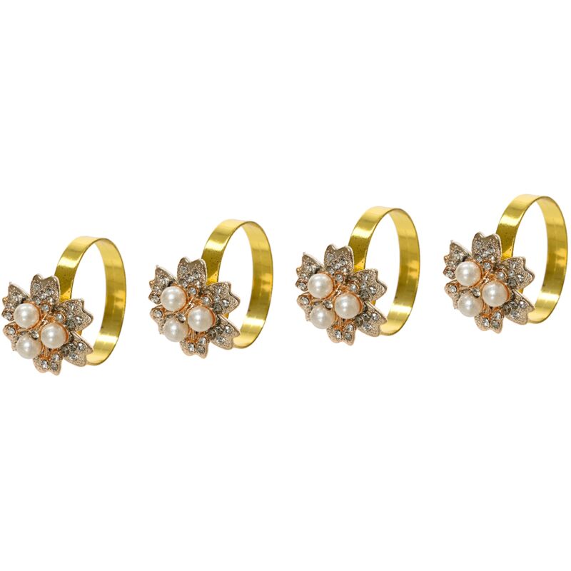 foto del prodotto portatovaglioli natalizi in metallo colore oro 5 cm set da 4