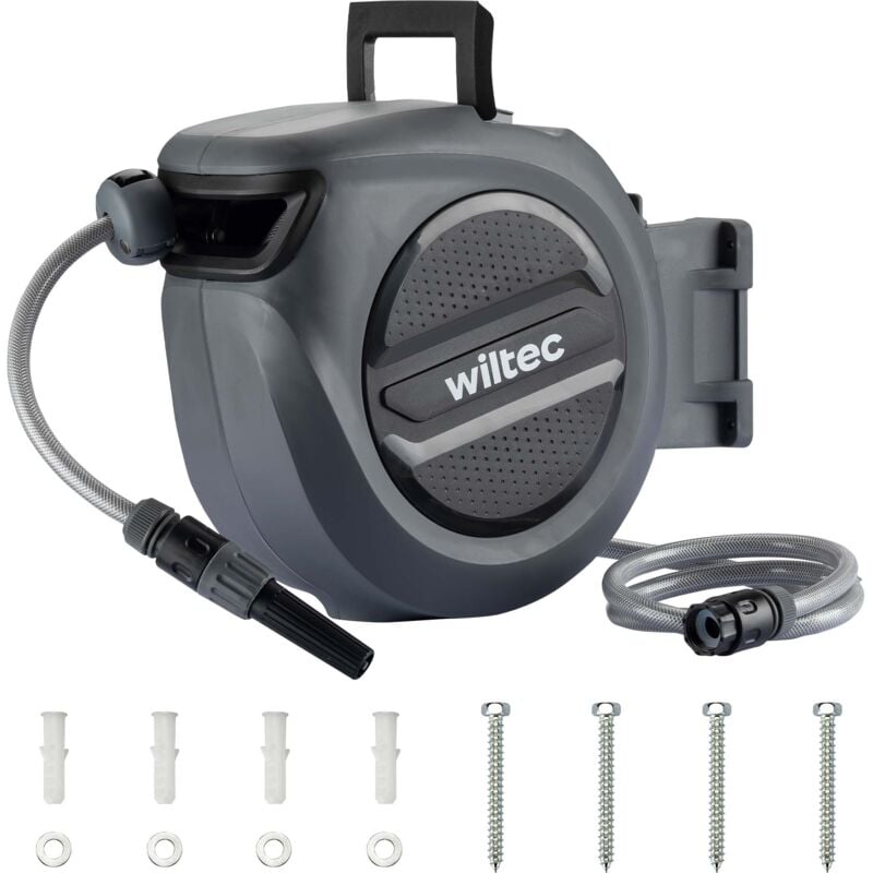 foto del prodotto portatubo da giardino con avvolgitore automatico, avvolgitubo da parete con tubo da 20m, avvolgitore per tubo acqua - xpotool