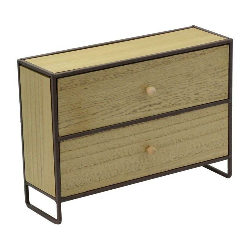 foto del prodotto portatutto legno e metallo marrone arrugginito 2 cassetti cm29x10h21