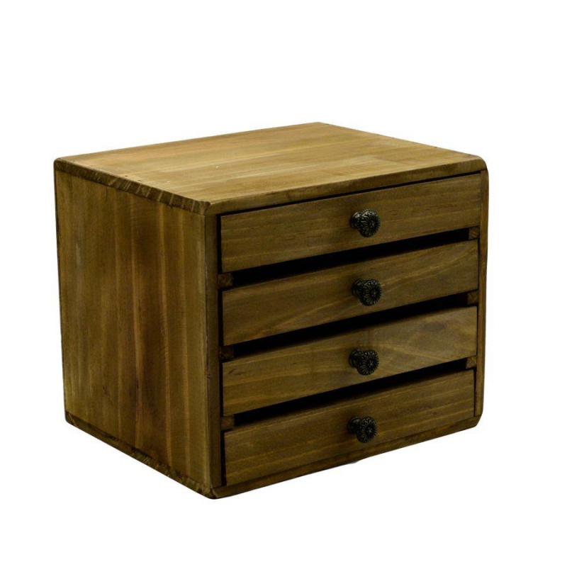 foto del prodotto portatutto legno rettangolare 4 cassetti cm 21,5x18h18