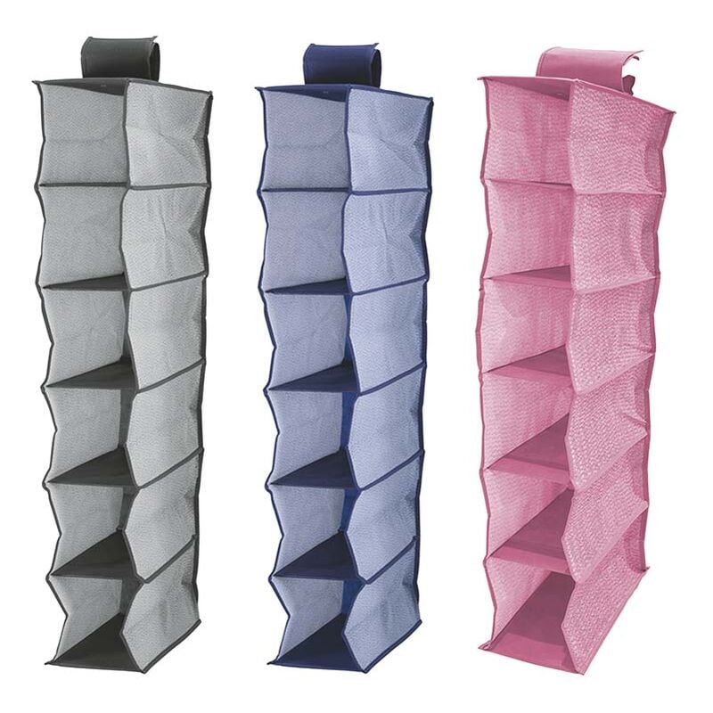 foto del prodotto portatutto spigato 6 scomparti, in tnt, chiusura a strappo, 15x30xh.90 cm, disponibile nelle colorazioni rosso, grigio, blu