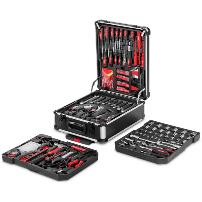 foto del prodotto portautensili, carrello in alluminio con ruote 4 scomparti estraibili con 819 pezzi, materiale dell utensile acciaio cromo vanadio greencut tools819