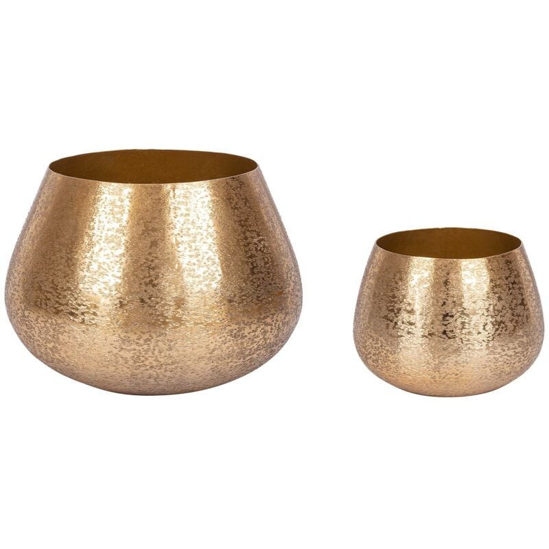 foto del prodotto portavaso decorativo varanasi natalizio in alluminio color oro set 2