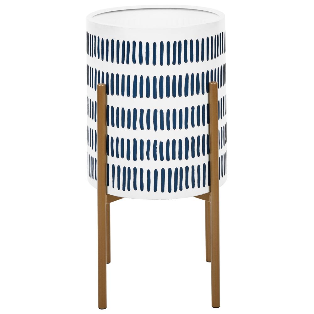 foto del prodotto portavaso in metallo bianco e blu 31 x 31 x 58 cm per interni ed esterni
