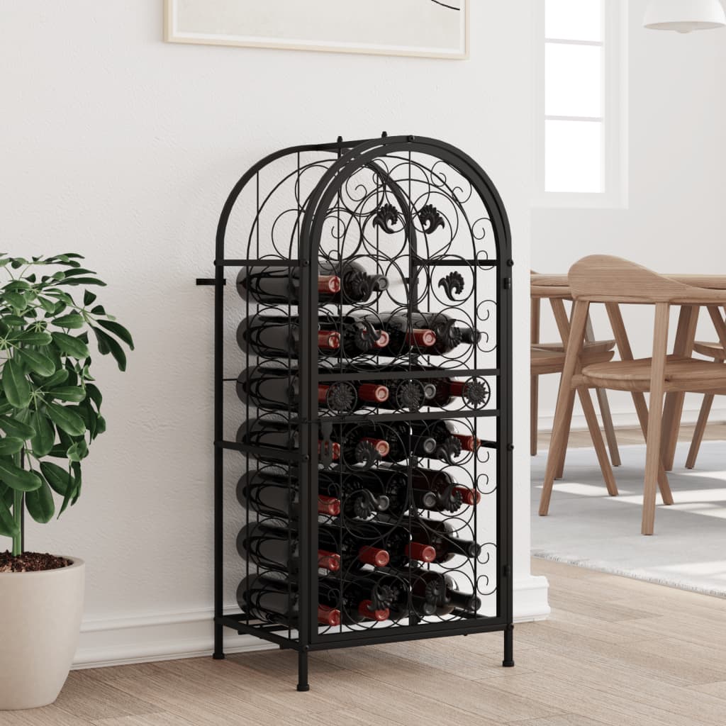 foto del prodotto portavini da 33 bottiglie nero 45x36x100cm in ferro battutocod mxl 82803