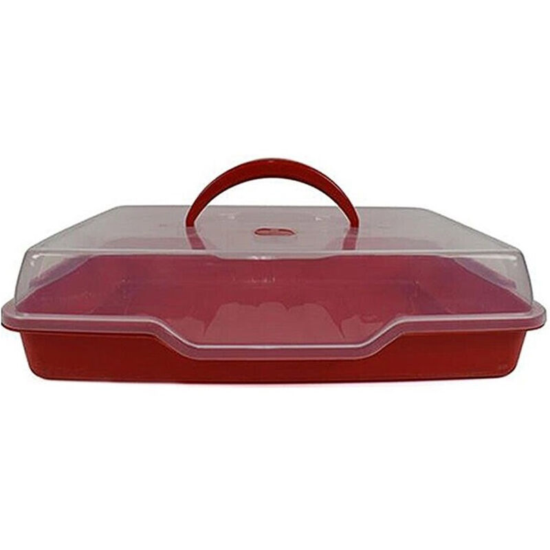 foto del prodotto portavivande vassoio con coperchio rettangolare contenitore da frigo porta torta colorigenerali rosso