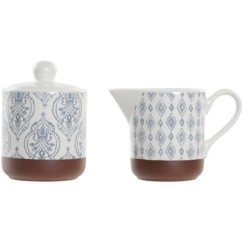 foto del prodotto portazucchero dkd home decor azzurro bianco marrone gres 12,5 x 6,5 x 8 cm (2 pcs)