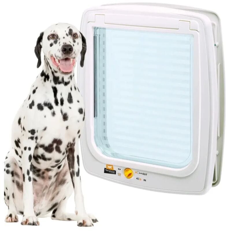 foto del prodotto portina per cani di taglia media e grande ferplast swing 15 con chiusura 4 vie e protezione aria in plastica bianco 41,2x9,6x48,2 cm