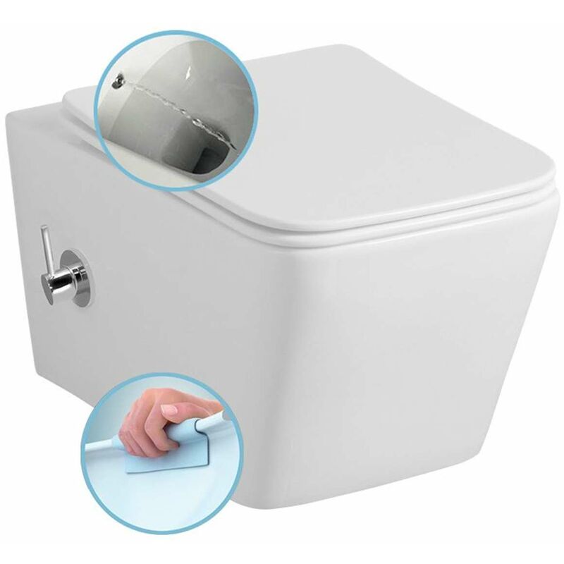 foto del prodotto porto wc sospeso con doccetta bidet, rimless, bianco pz102rx sapho