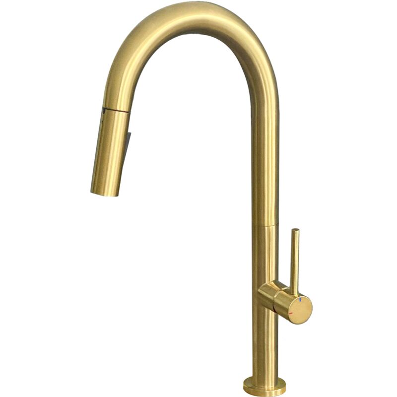 foto del prodotto portofino miscelatore per lavabo con doccetta estraibile in oro spazzolato essebagno