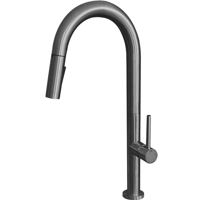 foto del prodotto portofino miscelatore per lavabo con doccetta in metallo grigio essebagno