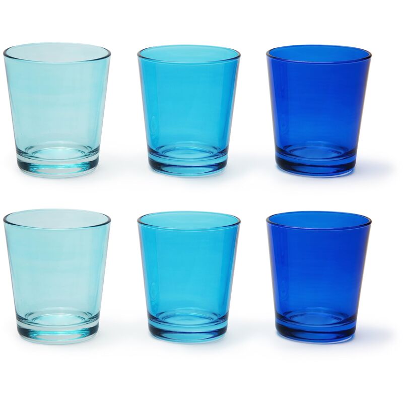foto del prodotto portofino set 6 bicchieri, scala di azzurro, 30 cl., vetro soffiato excelsa