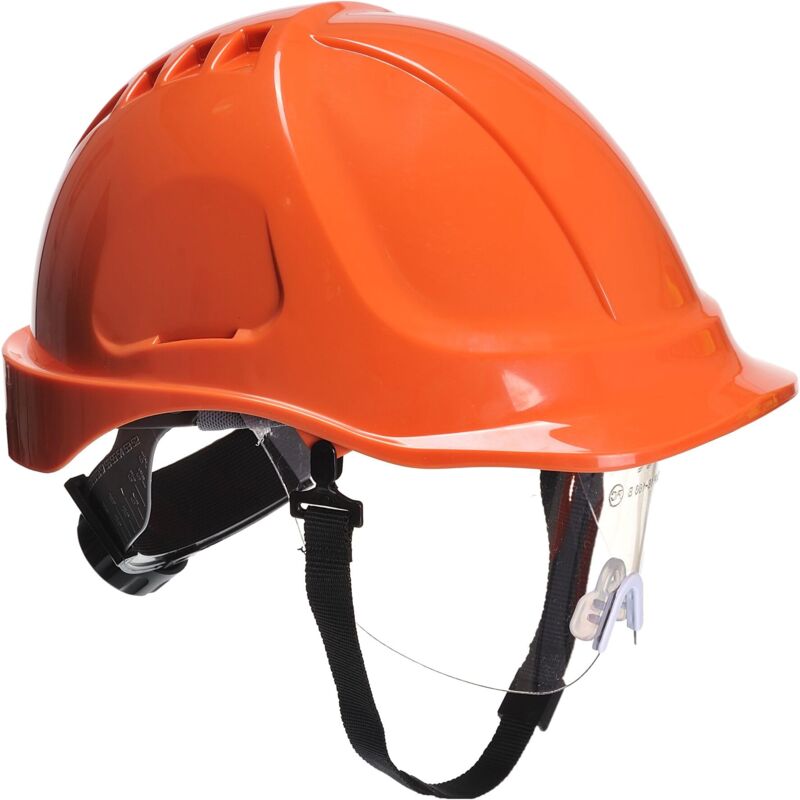foto del prodotto portwest pw54 casco di sicurezza con visiera endurance plus arancione