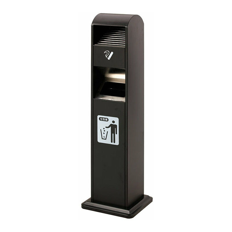 foto del prodotto posacenere a colonna con cestino 34,5x119,5x31 cm in metallo nero opaco 14l per interno esterno