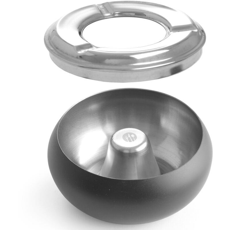 foto del prodotto posacenere con bordo rimovibile, acciaio inossidabile, nero, diametro. 105 mm hendi 440230