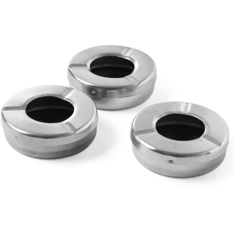 foto del prodotto posacenere con coperchio, acciaio inox, diametro. set da 3 pezzi da 90 mm. -hendi 440490