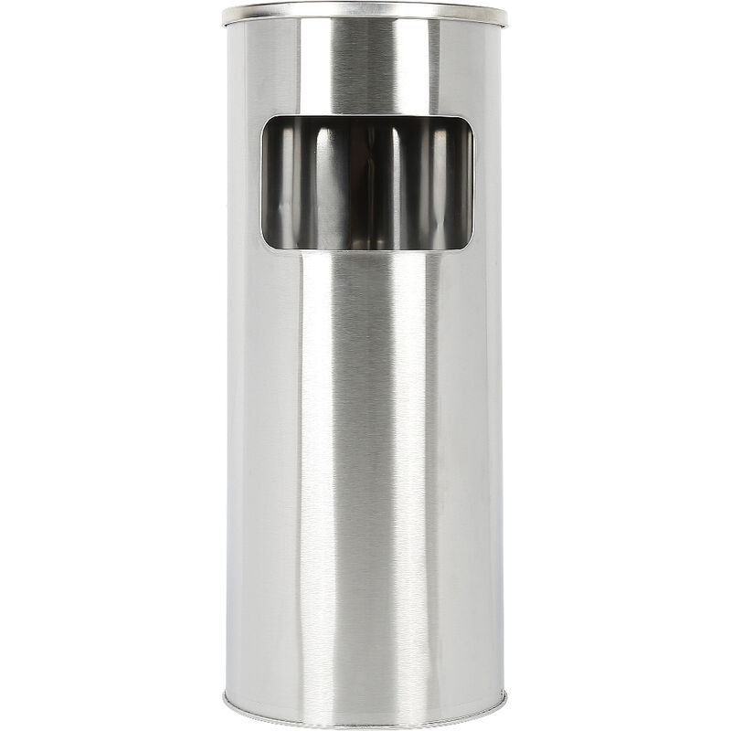 foto del prodotto posacenere da esterno da interno rotondo verticale 30l,in acciaio inox pattumiera argent