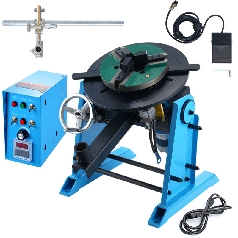 foto del prodotto posizionatore rotante per saldatura 30 kg, tavola girevole per posizionamento 0 90 1 12 rpm 80w, mandrino per tornio 12,4 pollici supporto torcia
