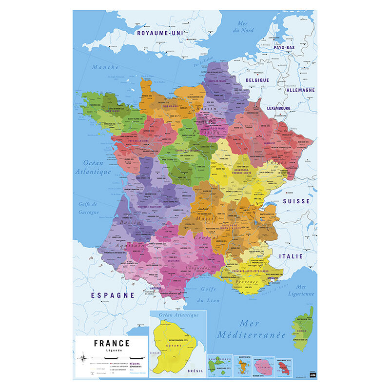 foto del prodotto poster carta di francia 2018