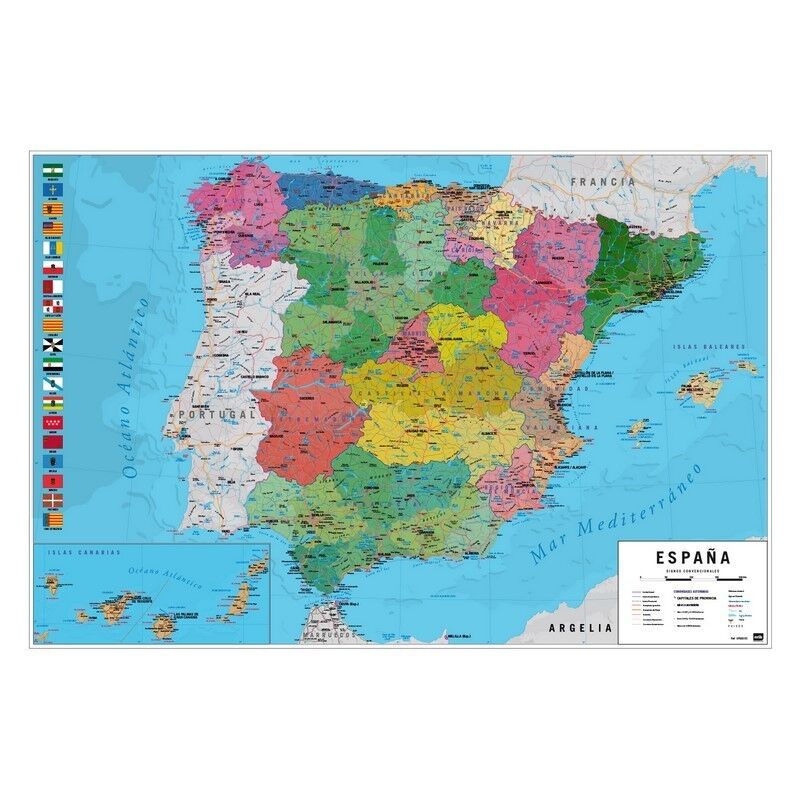 foto del prodotto poster mappa fisica e politica della spagna