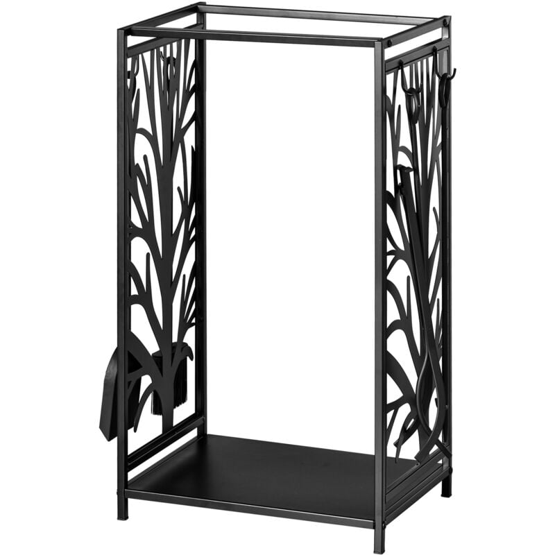 foto del prodotto potalegna per camino in acciaio nero e antiruggine per interni ed esterni - homcom