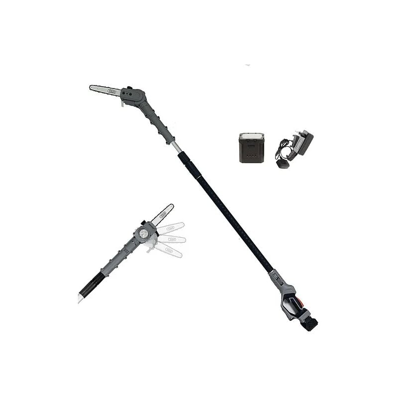 foto del prodotto potatore a batteria con asta telescopica volpi kvs8000p con 2 batterie e carica