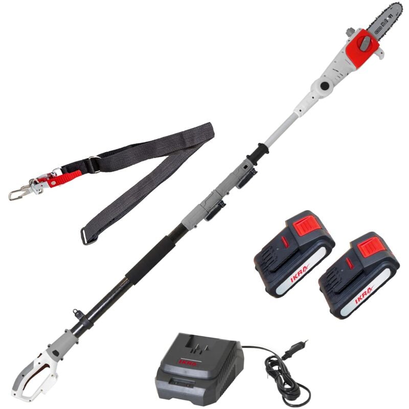 foto del prodotto potatore telescopico icps 2020, altezza di lavoro 4 m, incl. 2 batterie 20v, caricabatterie rapido e tracolla ikra