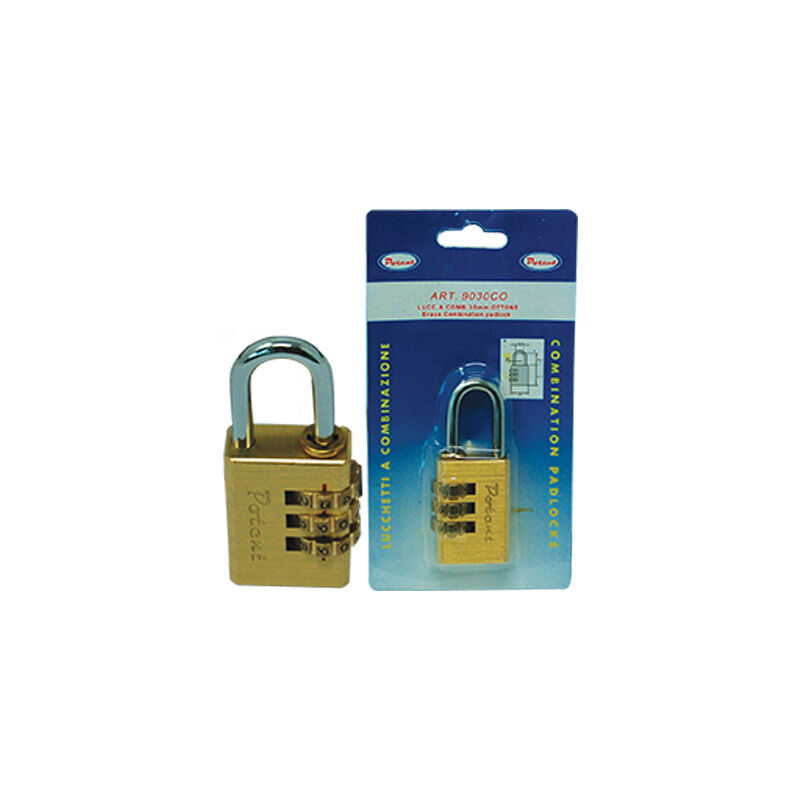 foto del prodotto potent lucchetto a combinazione 9000 ottone arco cromato mm 30