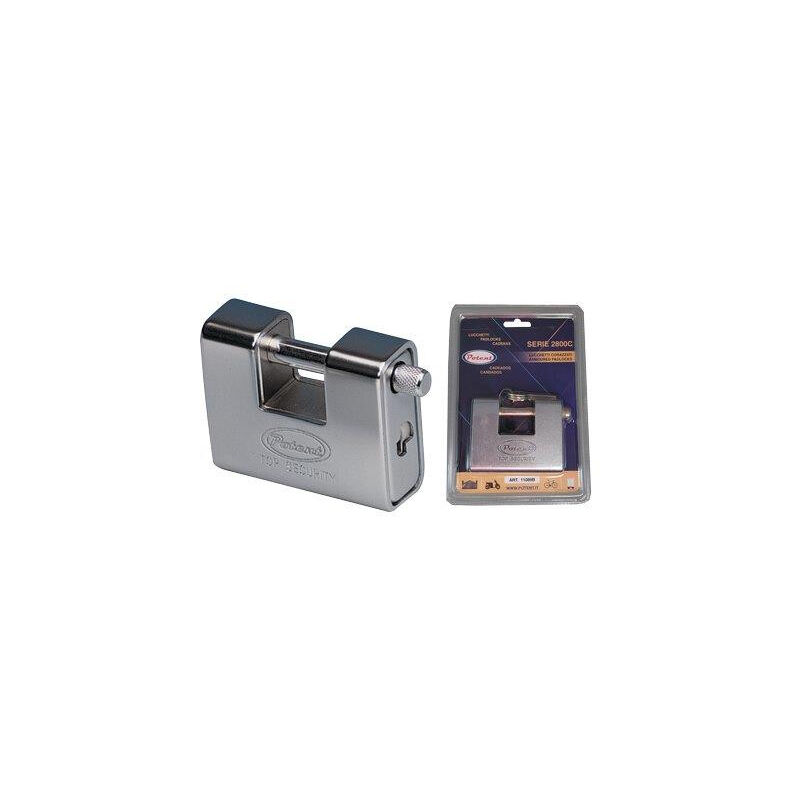 foto del prodotto potent lucchetto antiscasso corazzato 110b ottone acciaio cromato chiavi 3 mm 80