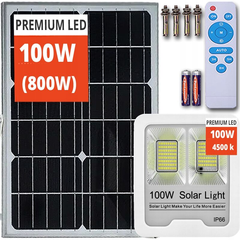 foto del prodotto potente grande lampada solare a led da giardino stradale telecomando alogena solare premium