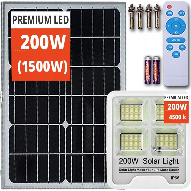 foto del prodotto potente grande lampada solare a led da giardino stradale telecomando alogena solare premium