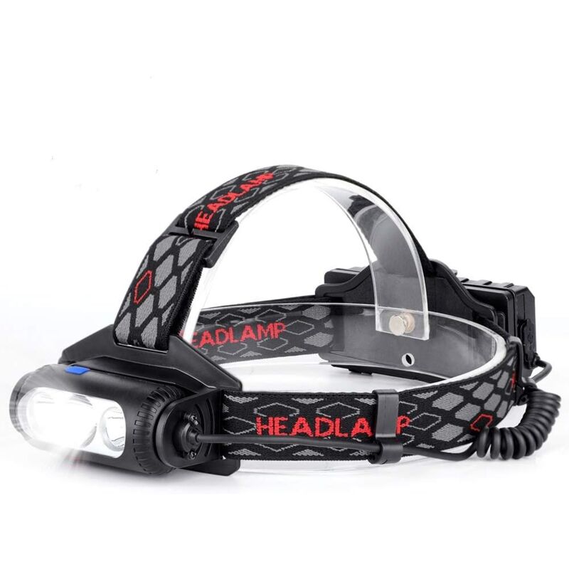 foto del prodotto potente lampada frontale a led, ricaricabile tramite usb, 6 led, 8 modalit , ipx54