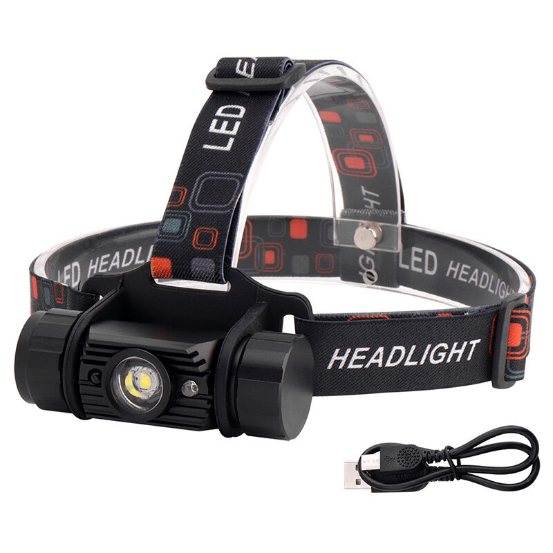 foto del prodotto potente lampada frontale multifunzionale, potenza massima 2500 lumen, portata massima 166 m, lampada frontale a led ricaricabile impermeabile ipx8