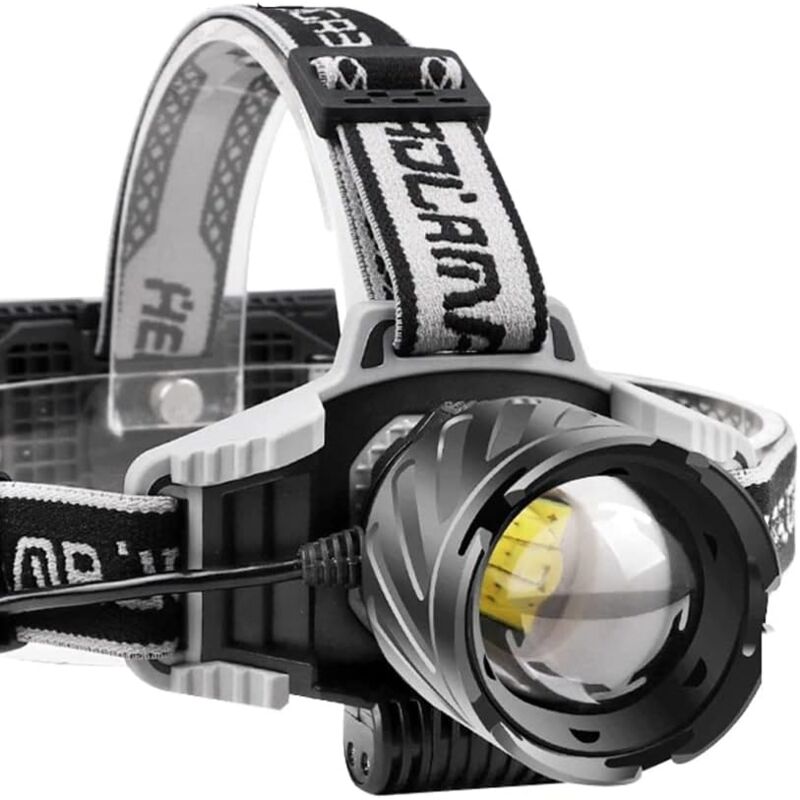 foto del prodotto potente lampada frontale ricaricabile 12000 lumen, xhp99 lampada frontale led ultra potente 4 modalit torcia frontale zoomabile con luce blu rossa,