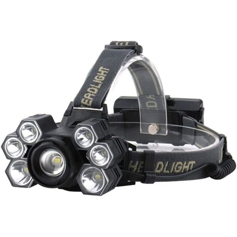 foto del prodotto potente lampada frontale ricaricabile tramite usb, lampada frontale a 7 led, torcia frontale, torcia, lanterna impermeabile