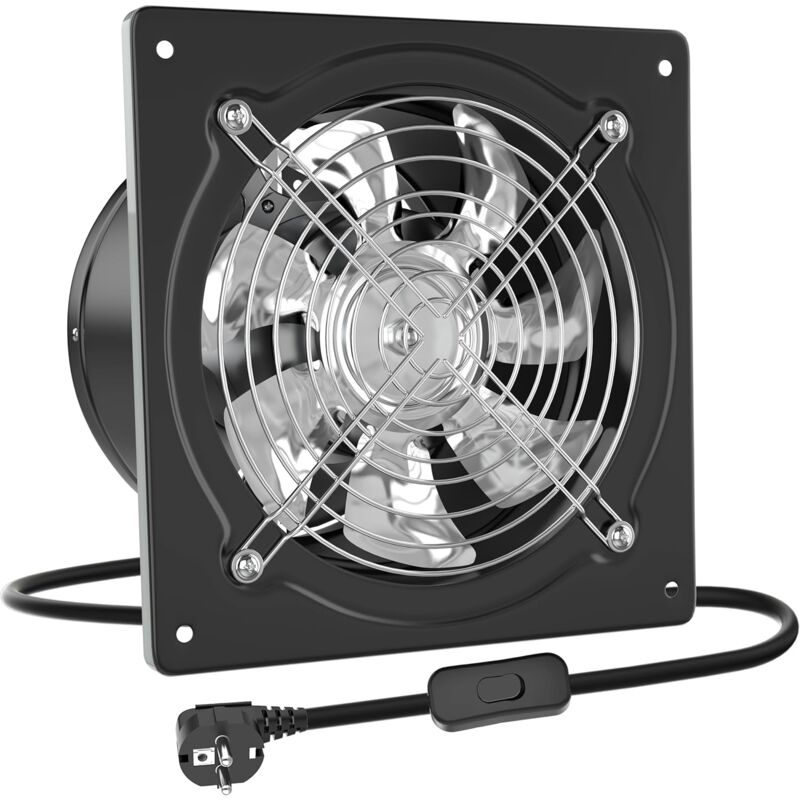 foto del prodotto potente ventilatore da parete estrattore 150mm 525m3 h con valvola di non ritorno in metallo con spina ue per ufficio, soffitta, garage, cucina