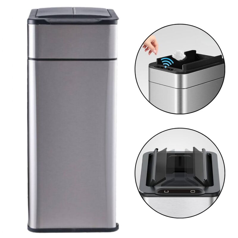 foto del prodotto poubelle cuisine automatique lat rale ouverture papillon inox ss304 60l piles ou batterie