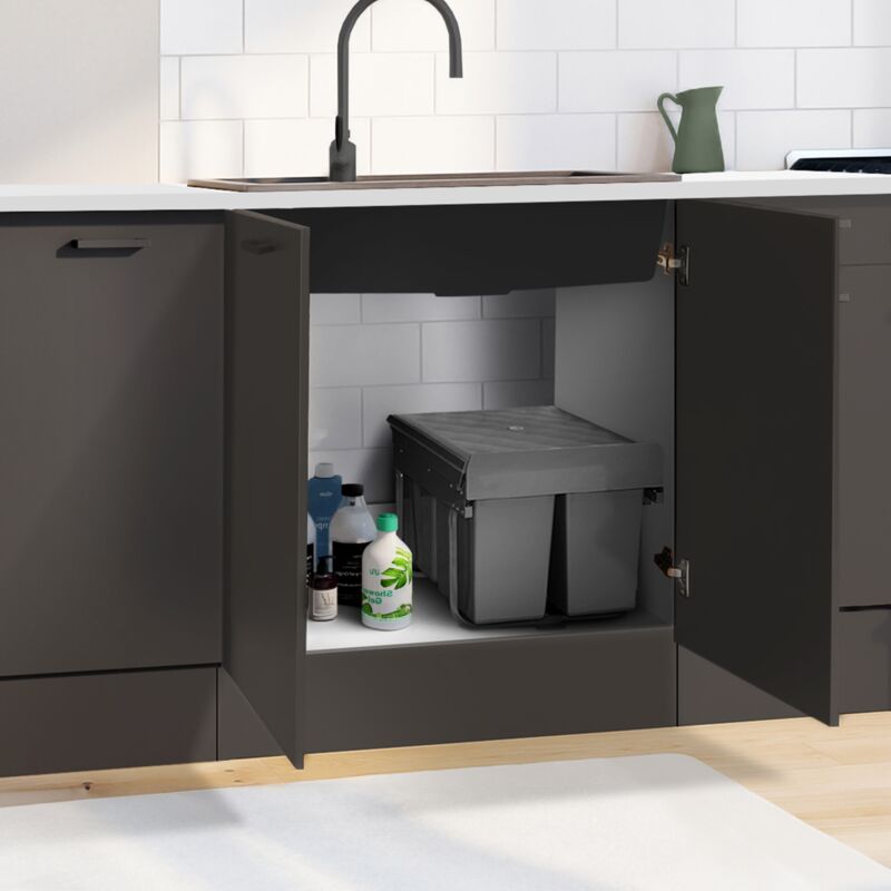 foto del prodotto poubelle de cuisine encastrable 3 compartiments 1x15l et 2x8l tri s lectif amovible