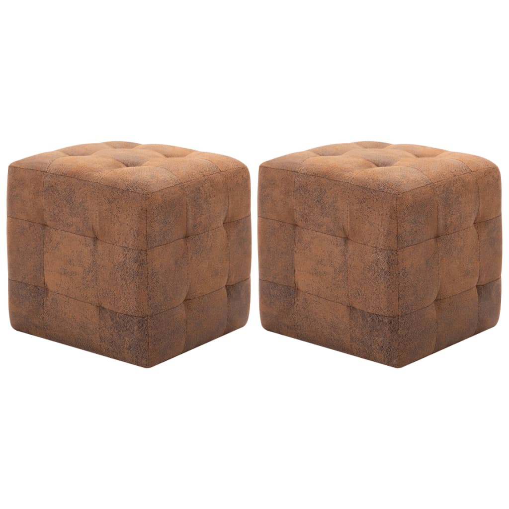 foto del prodotto pouf 2 pz marrone 30x30x30 cm in similpelle scamosciata